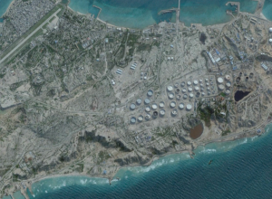 A Ilha de Kharg recebe petróleo que chega por oleoduto dos maiores campos produtores do Irã, incluindo Ahvaz, Marun e Gachsaran • Cortesia Planet Labs PBC